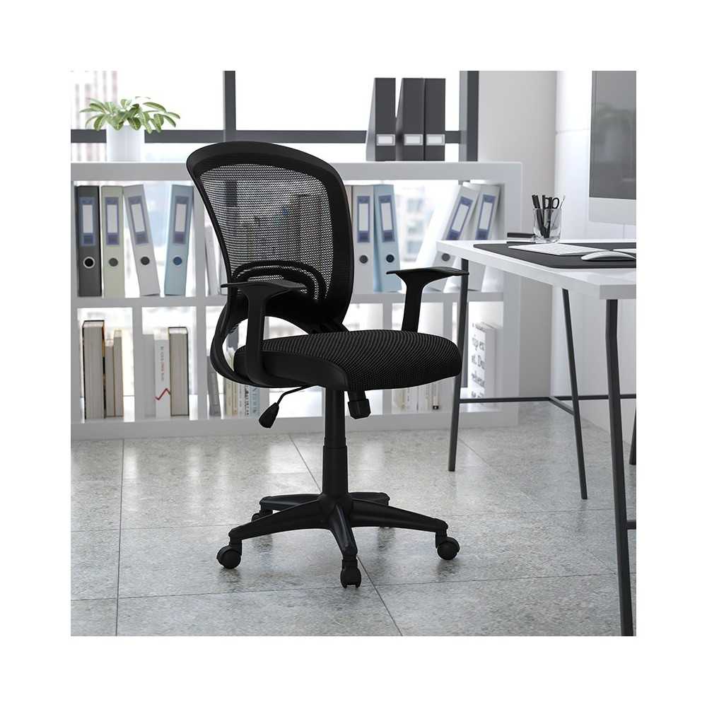 Mid-Back Designer Black Mesh Swivel Task Office Chair with Arms