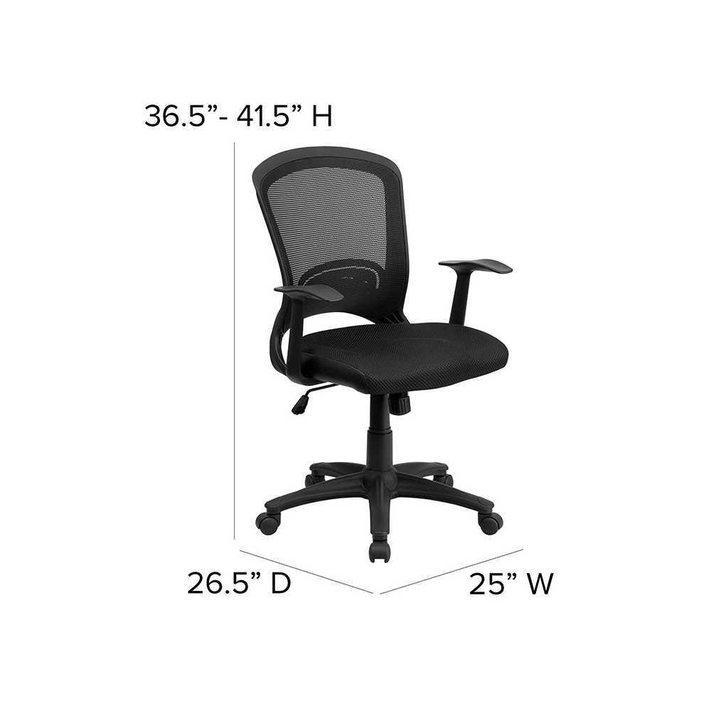 Mid-Back Designer Black Mesh Swivel Task Office Chair with Arms