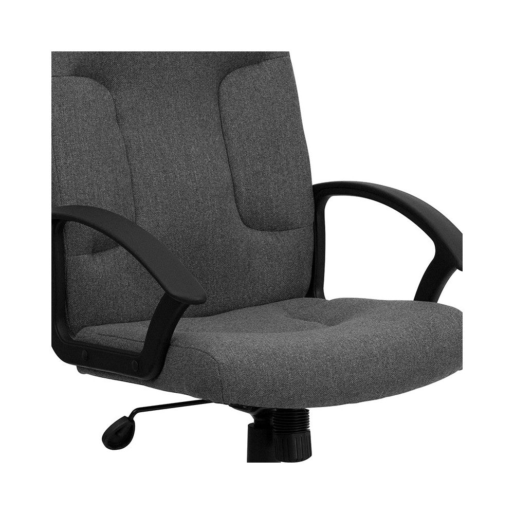 Mid-Back Gray Fabric Executive Swivel Office Chair with Nylon Arms