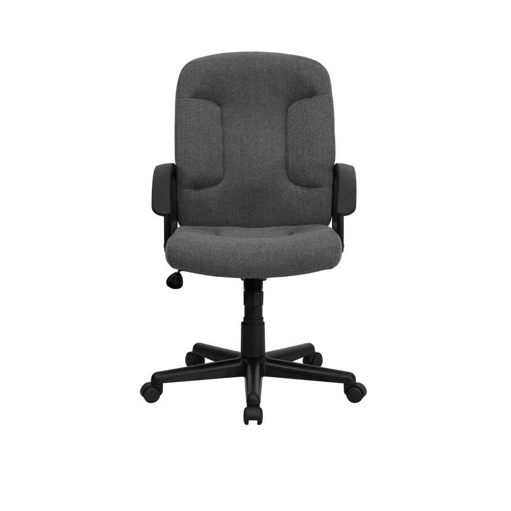 Mid-Back Gray Fabric Executive Swivel Office Chair with Nylon Arms