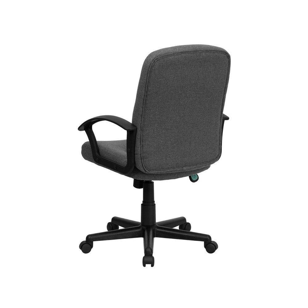 Mid-Back Gray Fabric Executive Swivel Office Chair with Nylon Arms