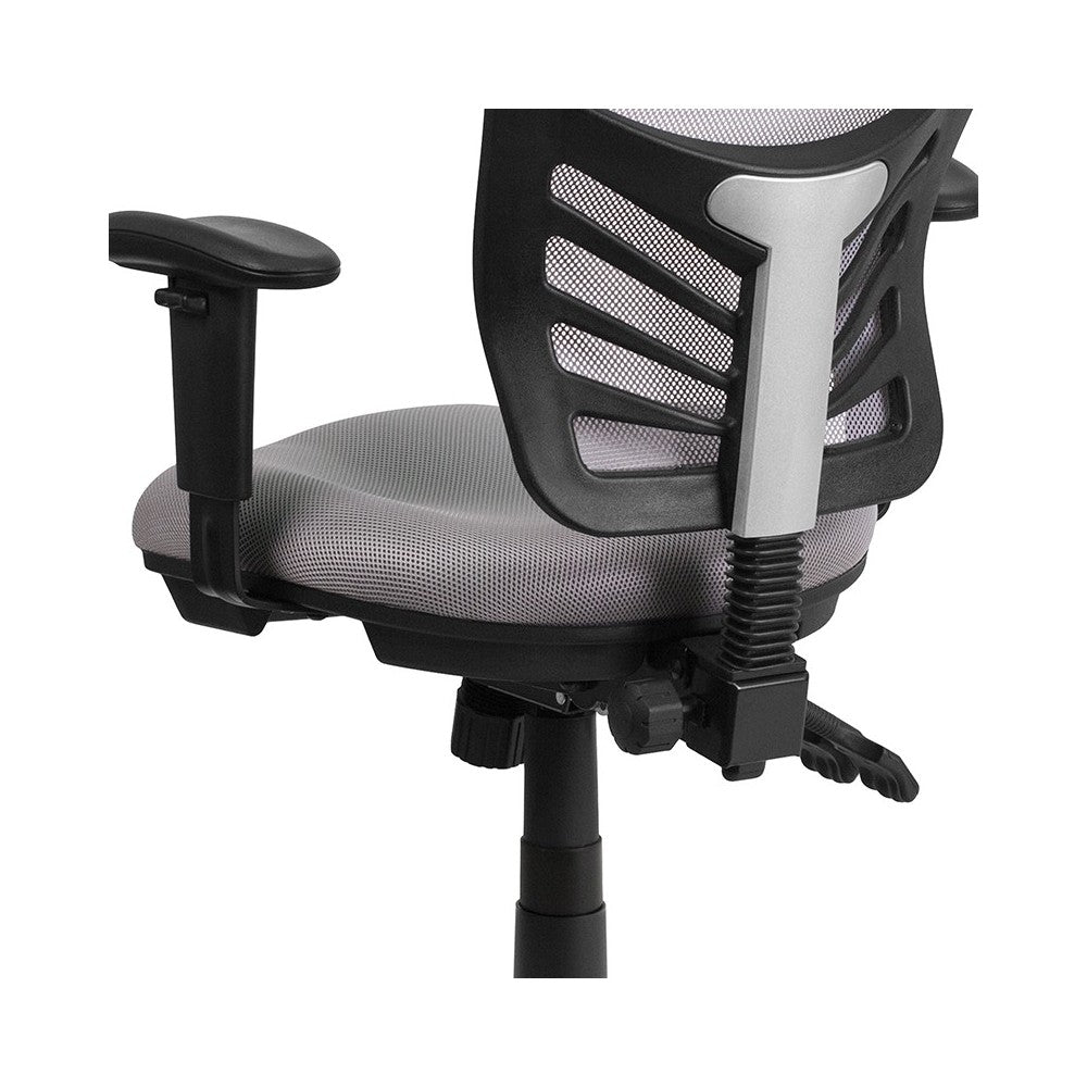 Mid-Back Gray Mesh Multifunction Executive Swivel Ergonomic Office Chair with Adjustable Arms