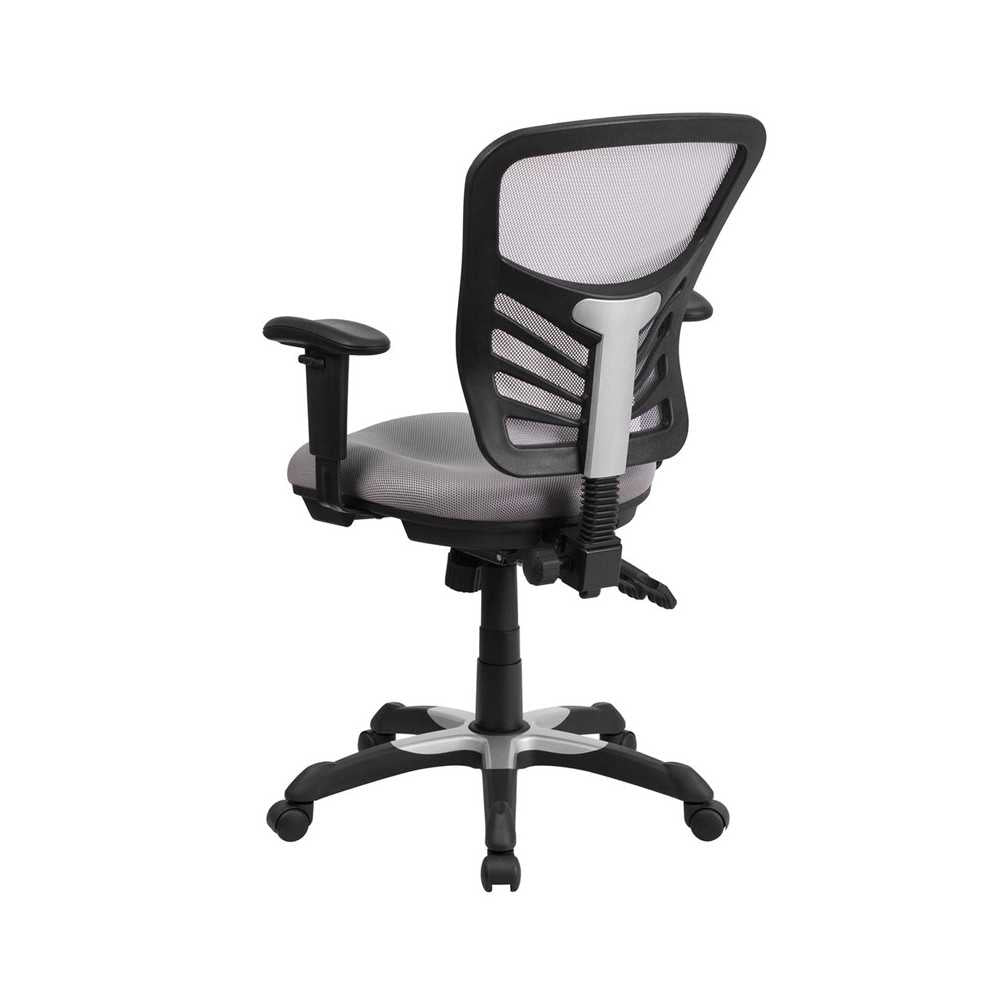 Mid-Back Gray Mesh Multifunction Executive Swivel Ergonomic Office Chair with Adjustable Arms