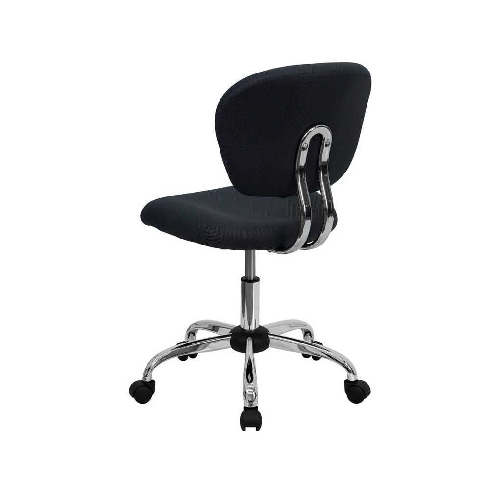 Mid-Back Gray Mesh Padded Swivel Task Office Chair with Chrome Base