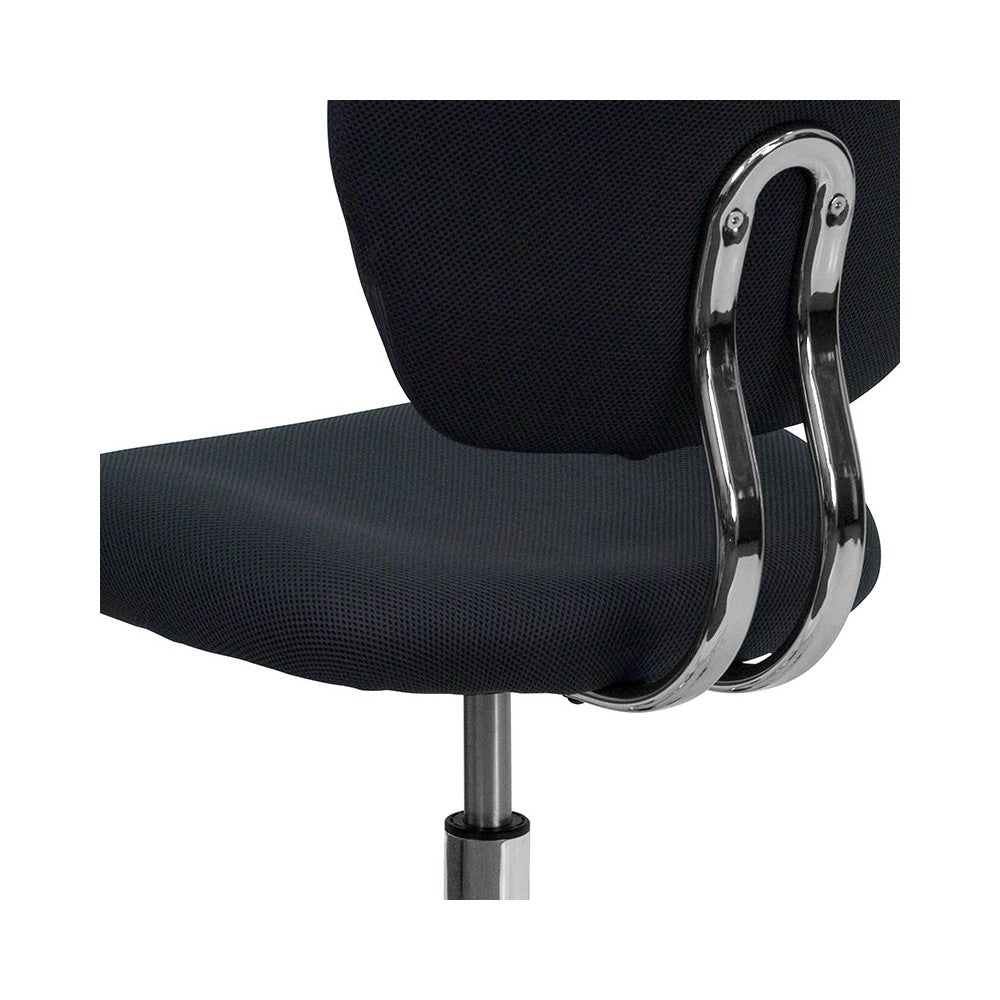 Mid-Back Gray Mesh Padded Swivel Task Office Chair with Chrome Base