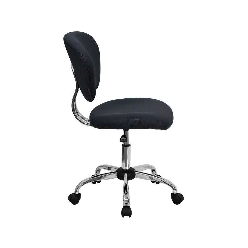 Mid-Back Gray Mesh Padded Swivel Task Office Chair with Chrome Base