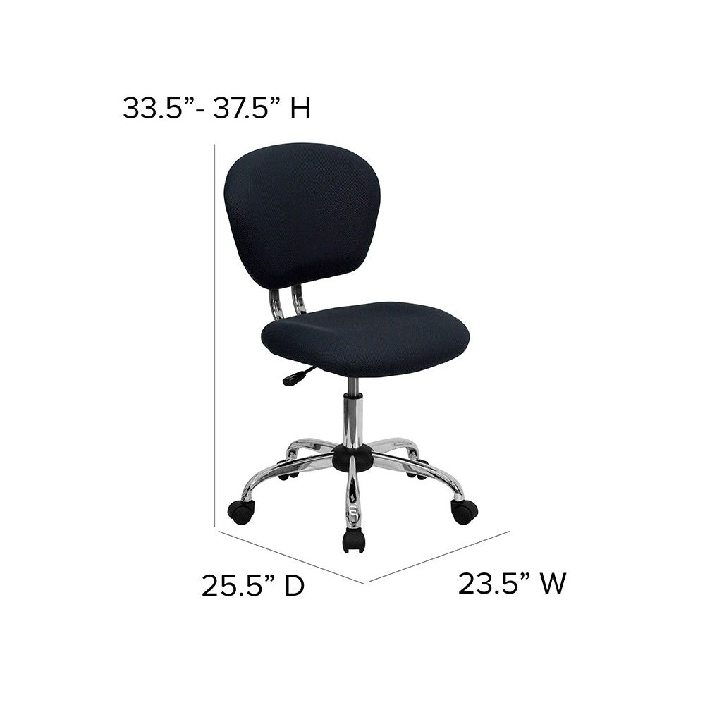 Mid-Back Gray Mesh Padded Swivel Task Office Chair with Chrome Base