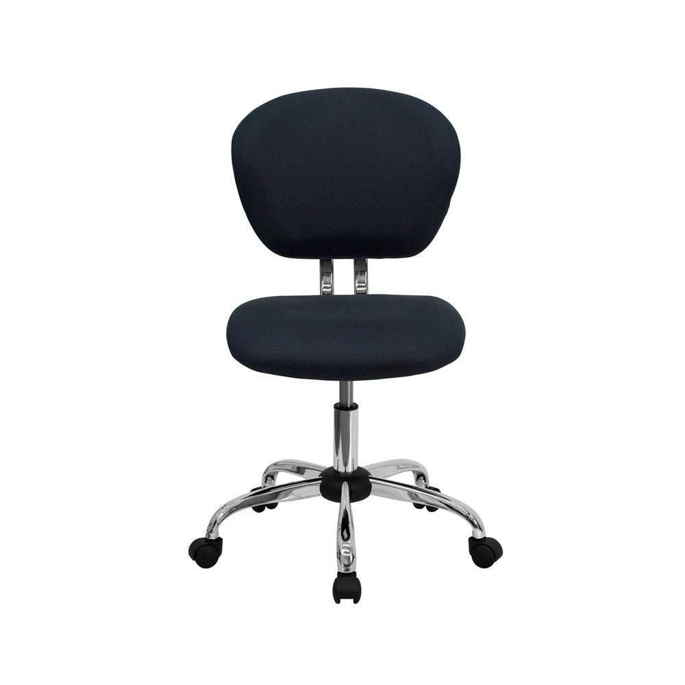 Mid-Back Gray Mesh Padded Swivel Task Office Chair with Chrome Base