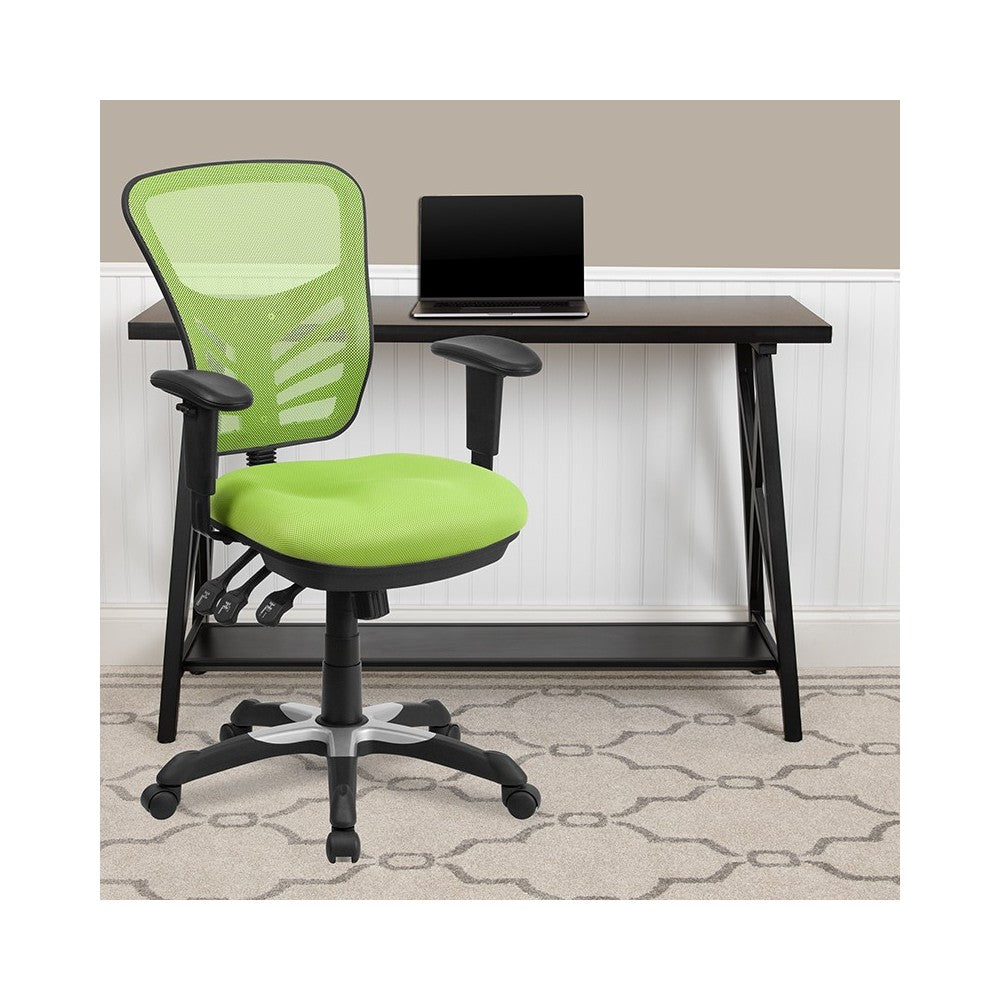 Mid-Back Green Mesh Multifunction Executive Swivel Ergonomic Office Chair with Adjustable Arms