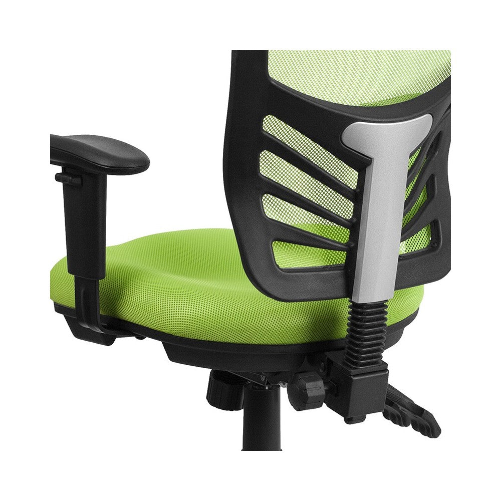 Mid-Back Green Mesh Multifunction Executive Swivel Ergonomic Office Chair with Adjustable Arms