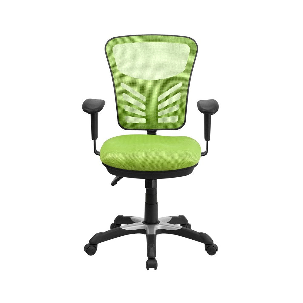 Mid-Back Green Mesh Multifunction Executive Swivel Ergonomic Office Chair with Adjustable Arms