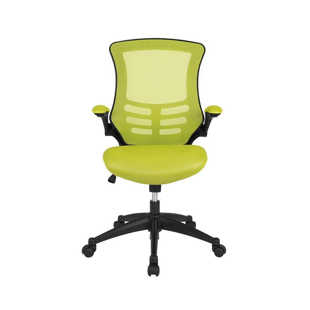 Mid-Back Green Mesh Swivel Ergonomic Task Office Chair with Flip-Up Arms