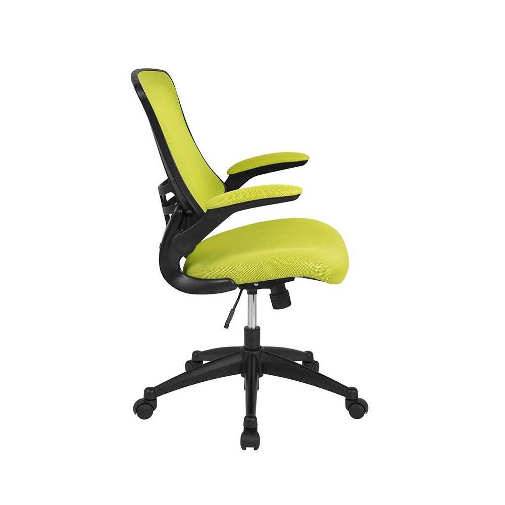 Mid-Back Green Mesh Swivel Ergonomic Task Office Chair with Flip-Up Arms