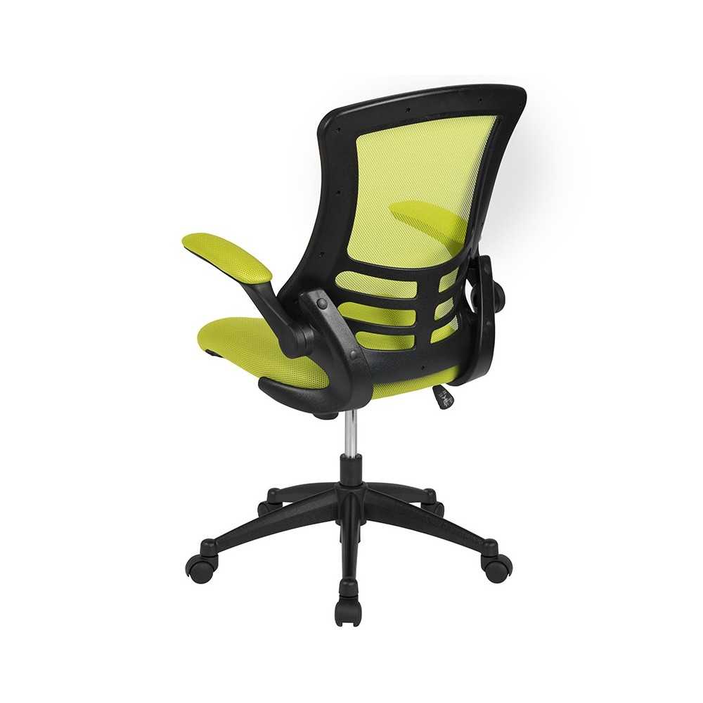 Mid-Back Green Mesh Swivel Ergonomic Task Office Chair with Flip-Up Arms