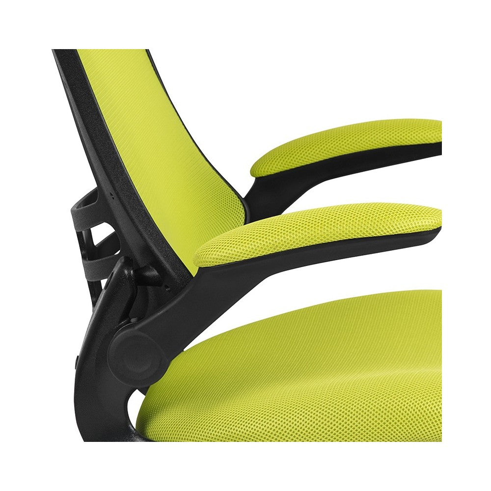 Mid-Back Green Mesh Swivel Ergonomic Task Office Chair with Flip-Up Arms
