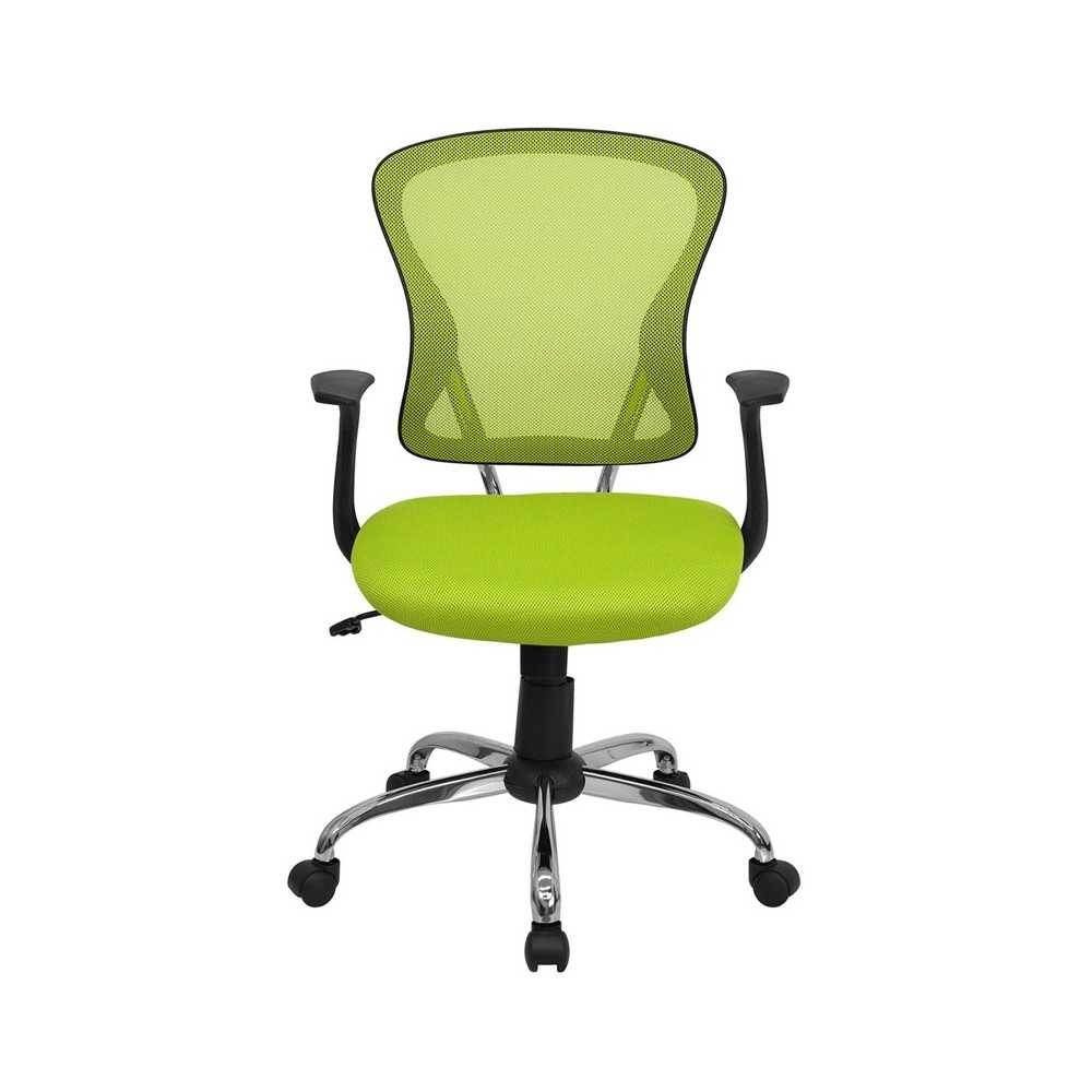 Mid-Back Green Mesh Swivel Task Office Chair with Chrome Base and Arms