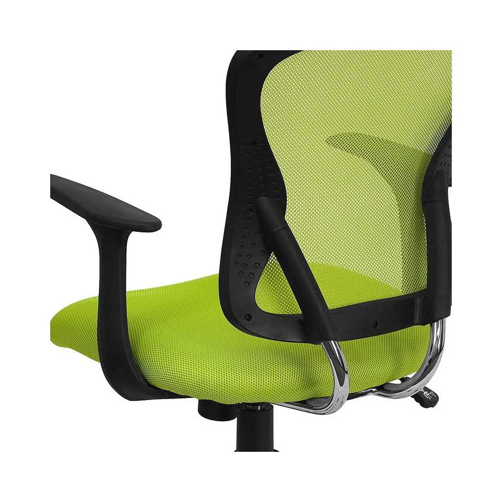 Mid-Back Green Mesh Swivel Task Office Chair with Chrome Base and Arms