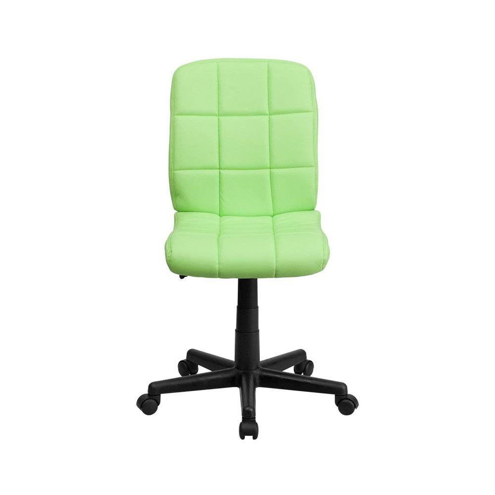 Mid-Back Green Quilted Vinyl Swivel Task Office Chair
