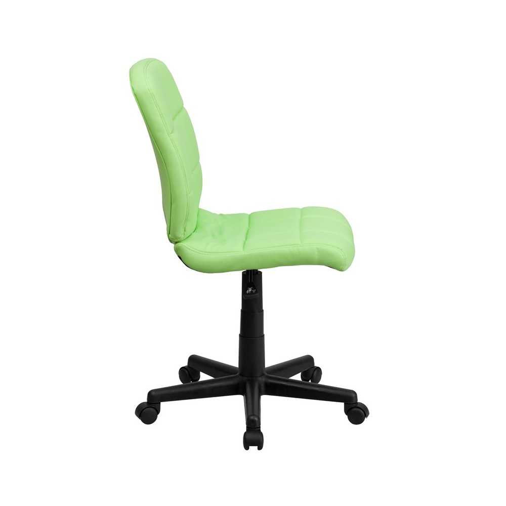 Mid-Back Green Quilted Vinyl Swivel Task Office Chair