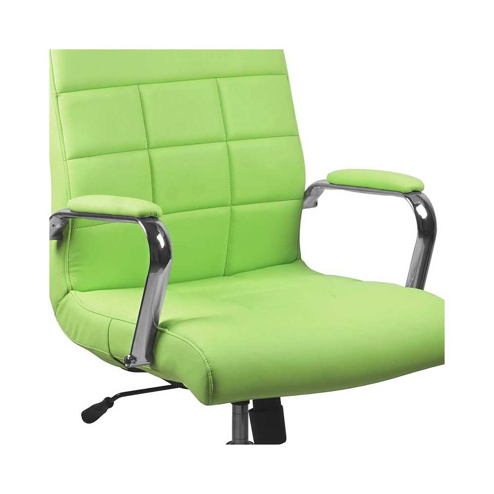 Mid-Back Green Vinyl Executive Swivel Office Chair with Chrome Base and Arms
