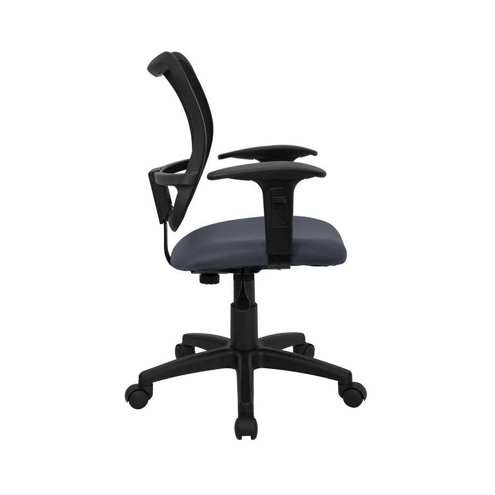 Mid-Back Navy Blue Mesh Swivel Task Office Chair with Adjustable Arms