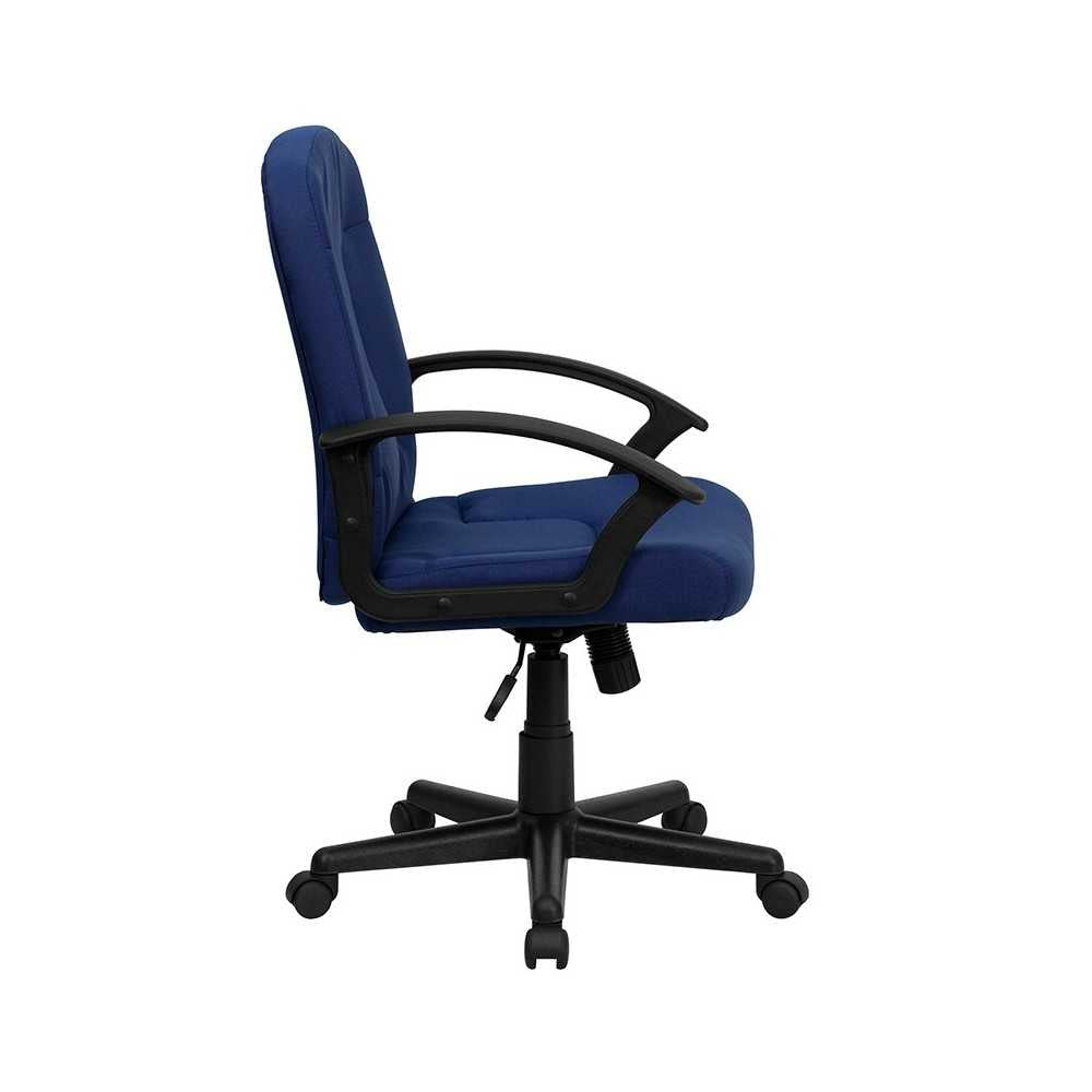 Mid-Back Navy Fabric Executive Swivel Office Chair with Nylon Arms