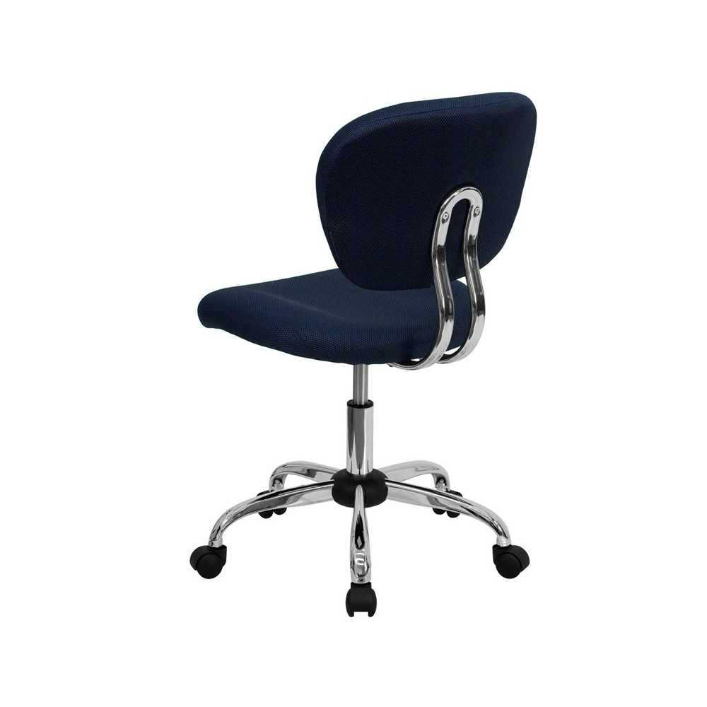 Mid-Back Navy Mesh Padded Swivel Task Office Chair with Chrome Base