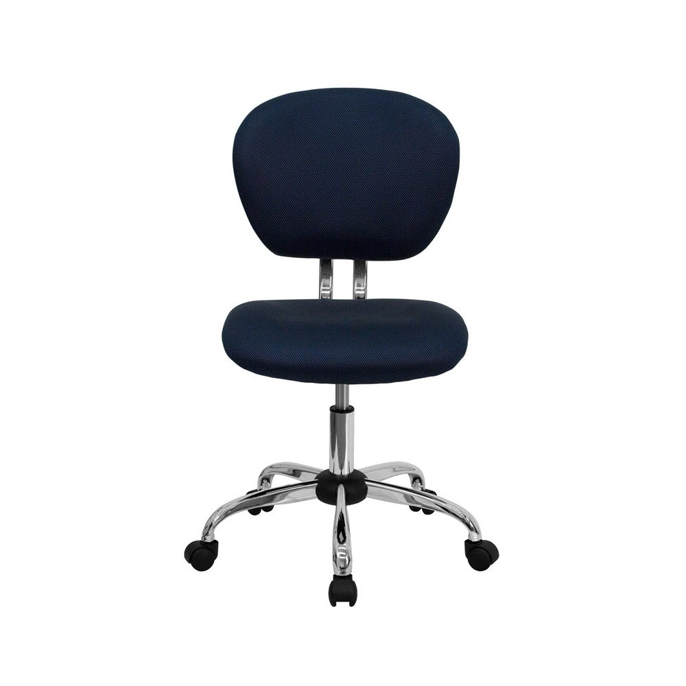 Mid-Back Navy Mesh Padded Swivel Task Office Chair with Chrome Base