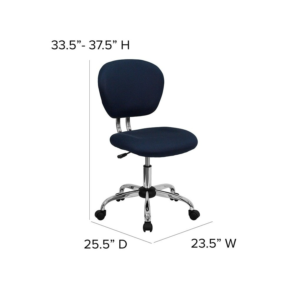 Mid-Back Navy Mesh Padded Swivel Task Office Chair with Chrome Base