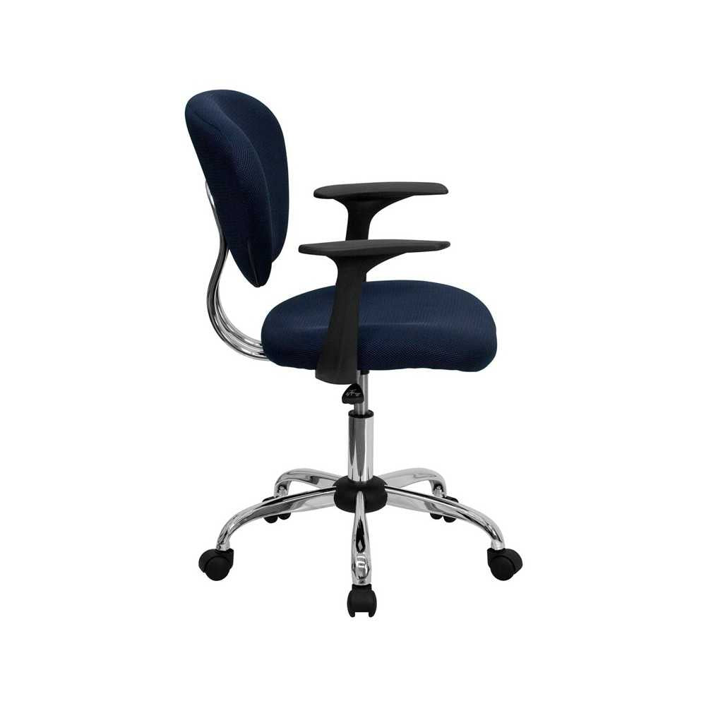 Mid-Back Navy Mesh Padded Swivel Task Office Chair with Chrome Base and Arms