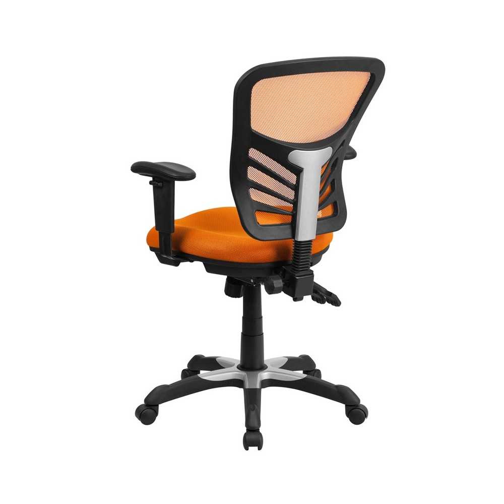 Mid-Back Orange Mesh Multifunction Executive Swivel Ergonomic Office Chair with Adjustable Arms