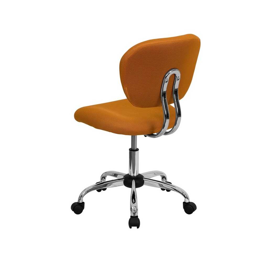 Mid-Back Orange Mesh Padded Swivel Task Office Chair with Chrome Base
