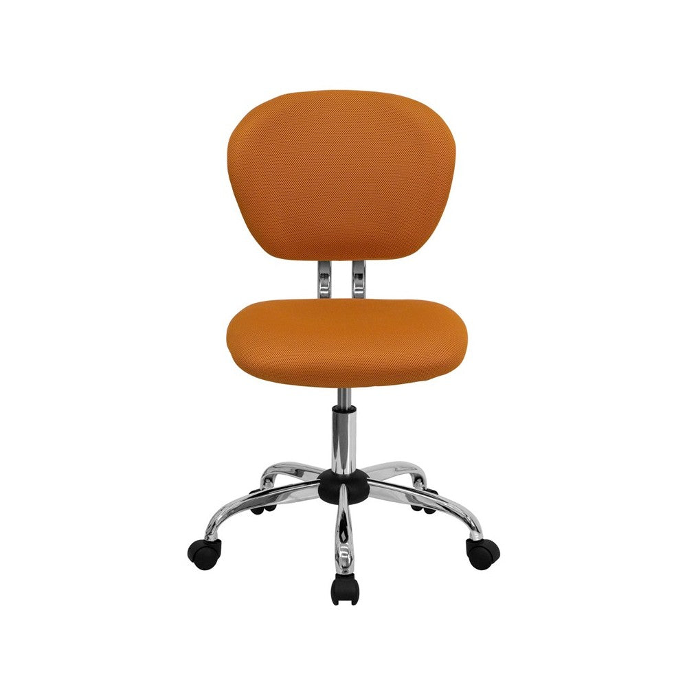 Mid-Back Orange Mesh Padded Swivel Task Office Chair with Chrome Base