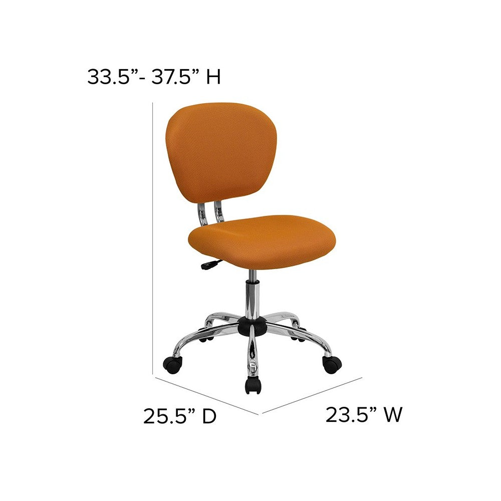 Mid-Back Orange Mesh Padded Swivel Task Office Chair with Chrome Base