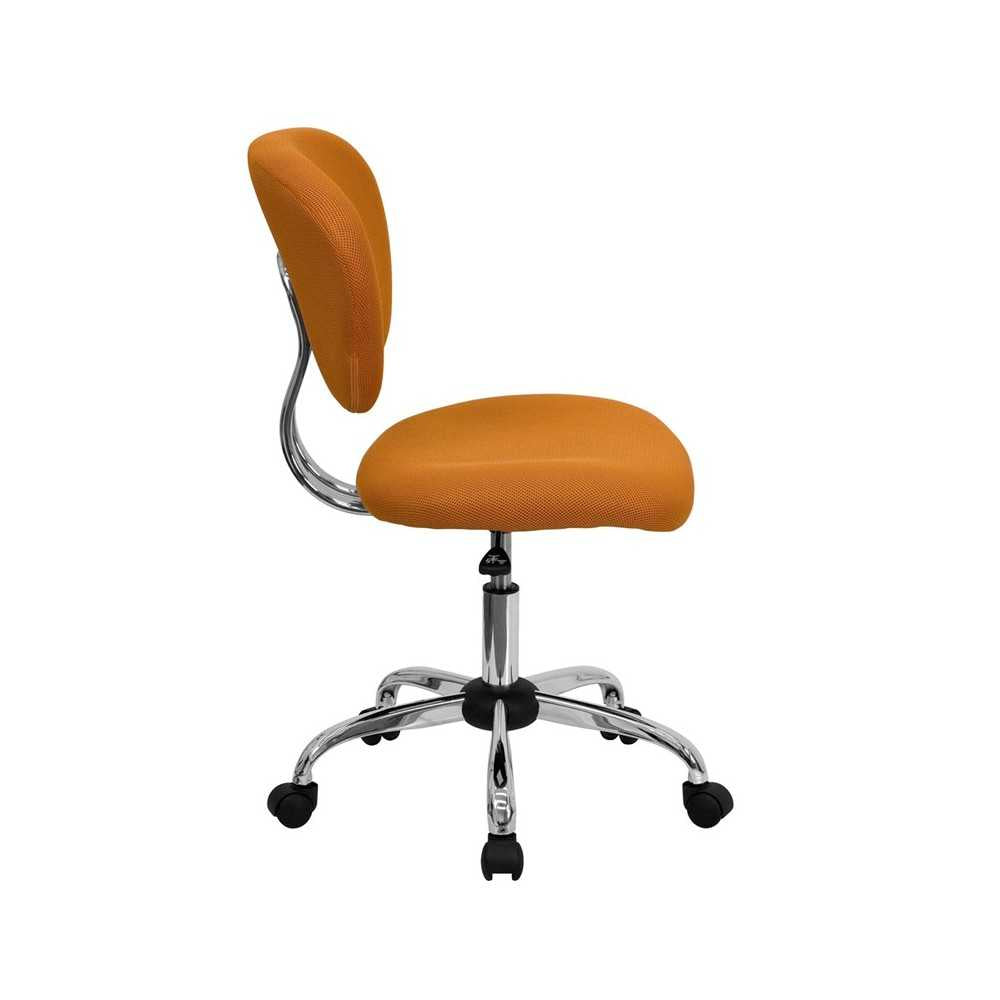 Mid-Back Orange Mesh Padded Swivel Task Office Chair with Chrome Base