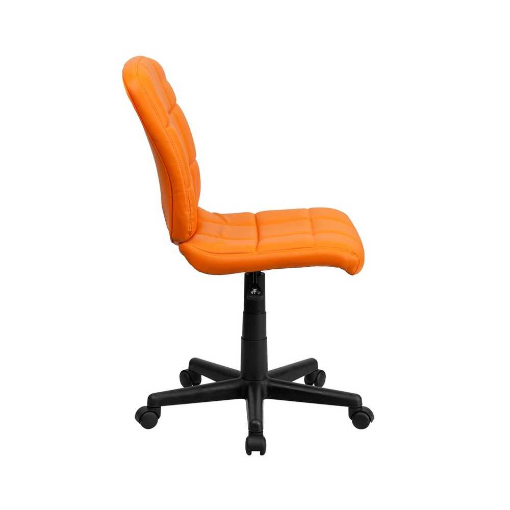 Mid-Back Orange Quilted Vinyl Swivel Task Office Chair
