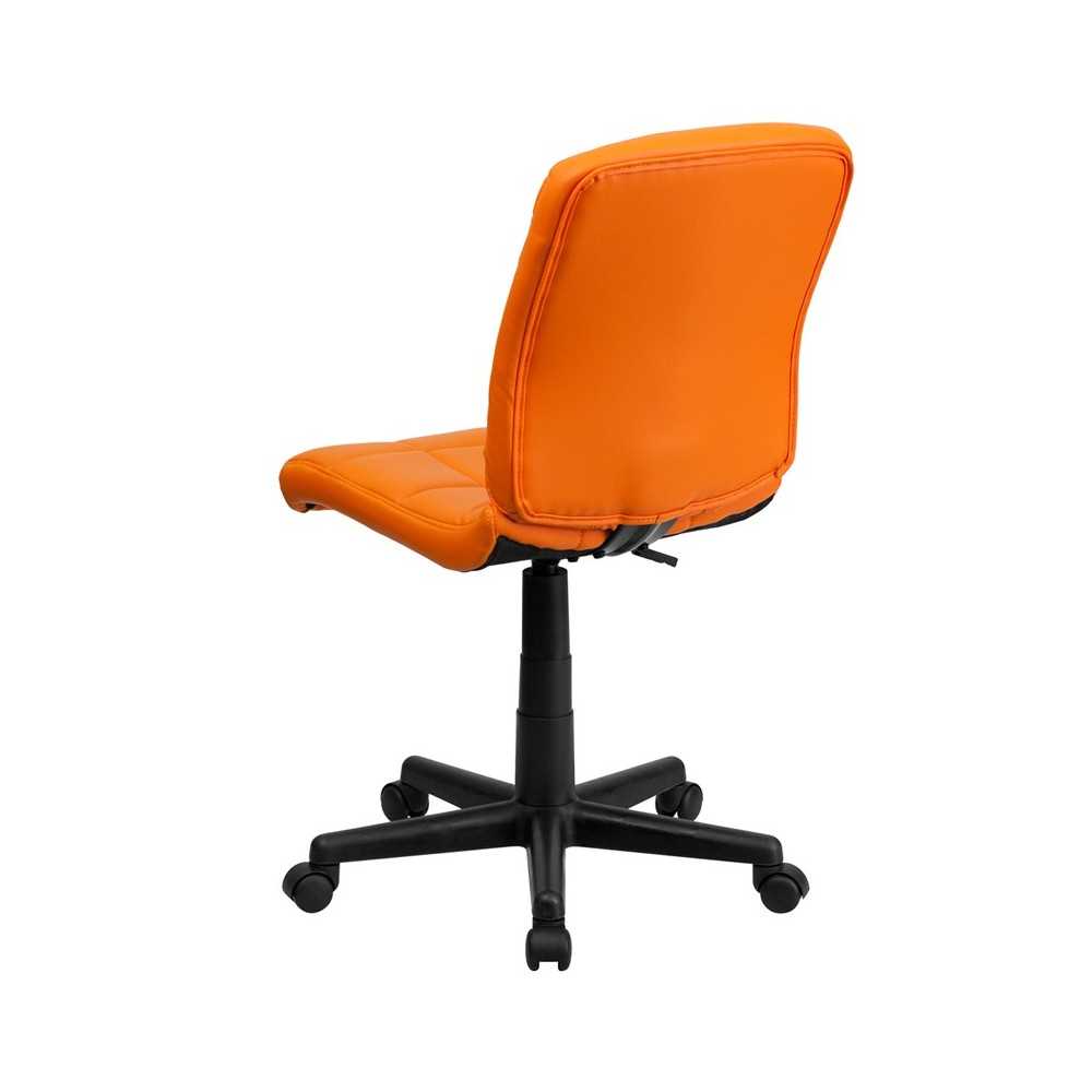 Mid-Back Orange Quilted Vinyl Swivel Task Office Chair