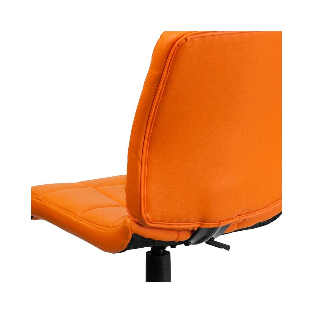 Mid-Back Orange Quilted Vinyl Swivel Task Office Chair
