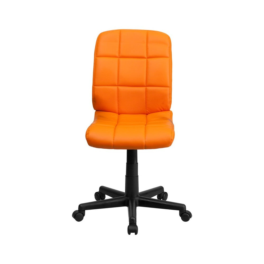 Mid-Back Orange Quilted Vinyl Swivel Task Office Chair