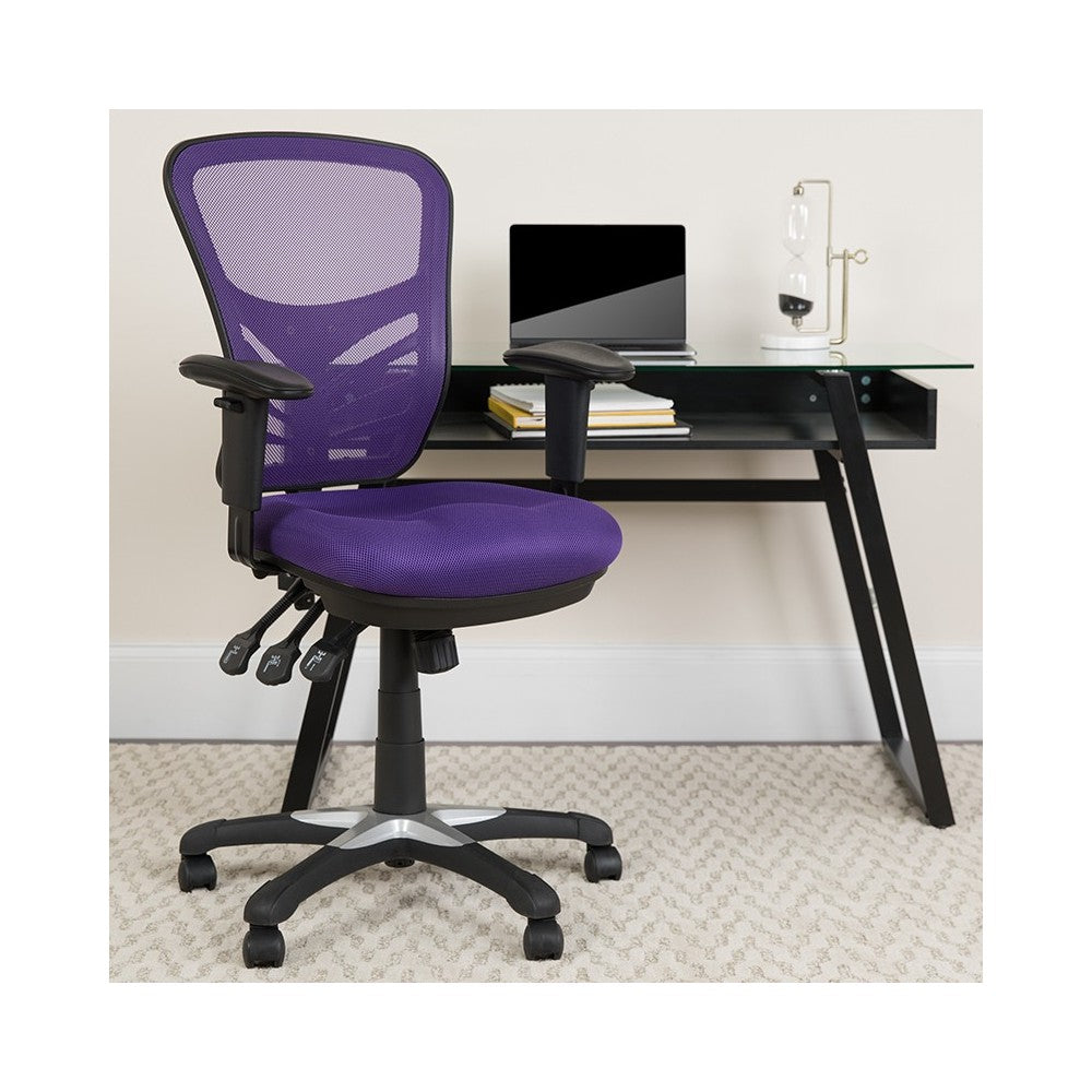 Mid-Back Purple Mesh Multifunction Executive Swivel Ergonomic Office Chair with Adjustable Arms