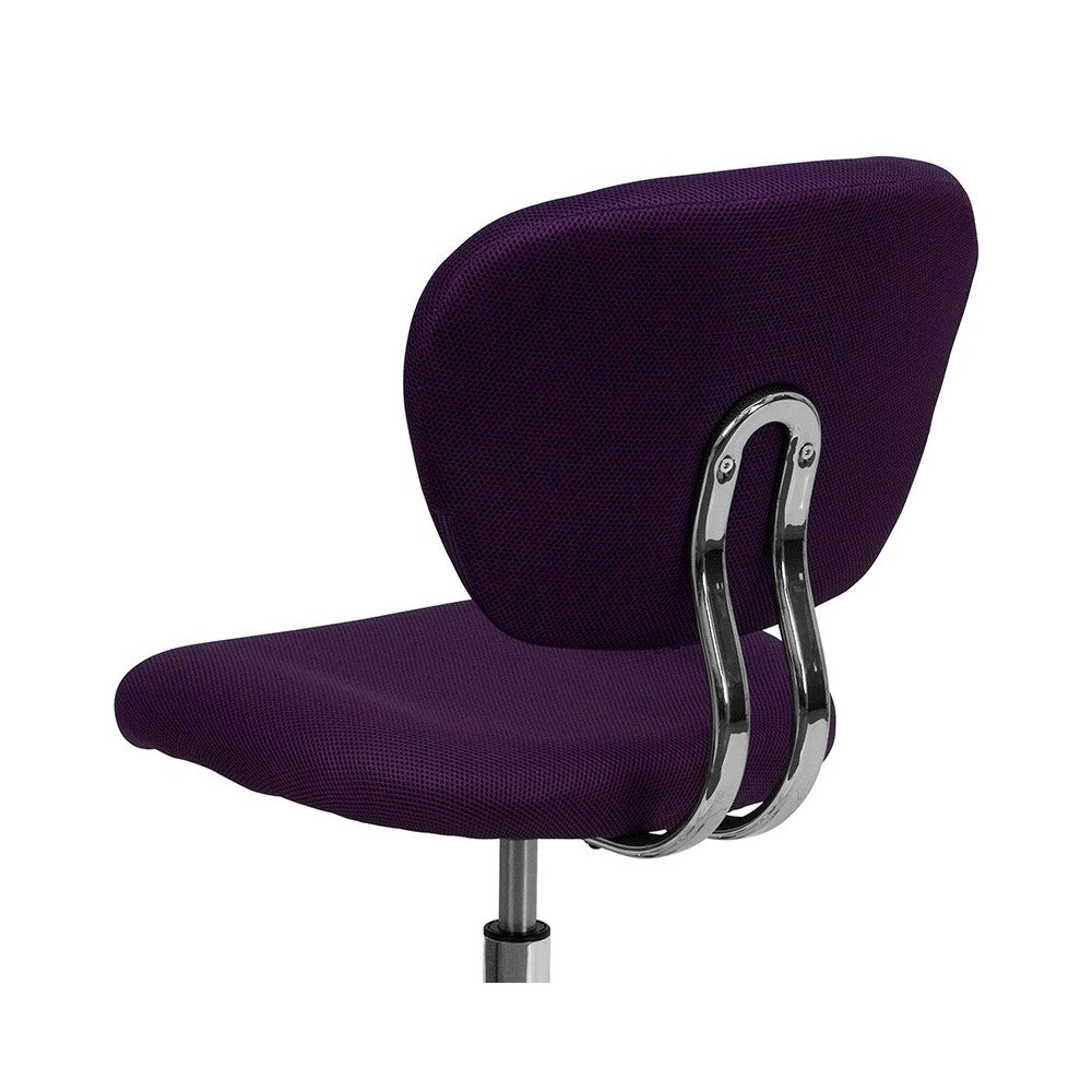 Mid-Back Purple Mesh Padded Swivel Task Office Chair with Chrome Base