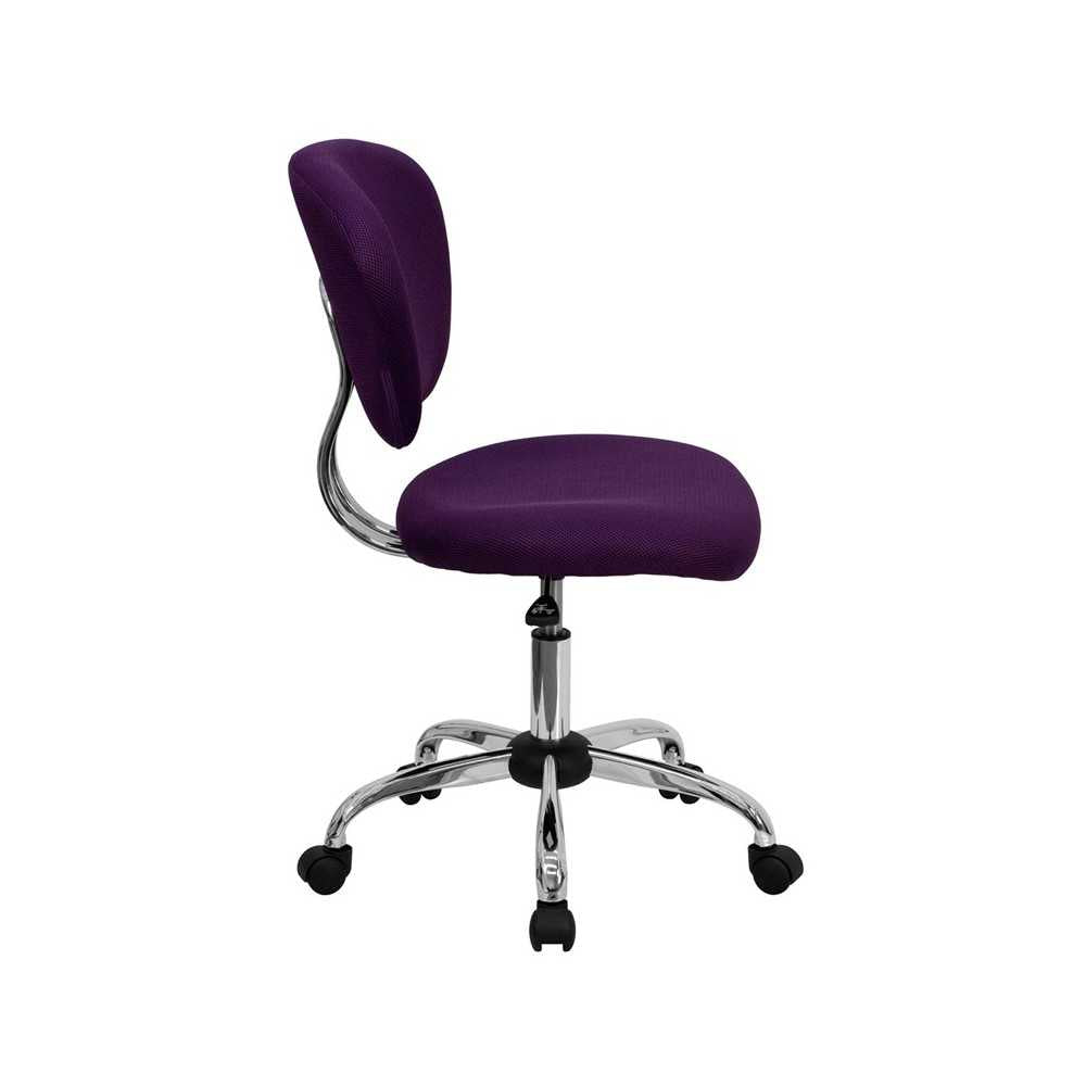 Mid-Back Purple Mesh Padded Swivel Task Office Chair with Chrome Base