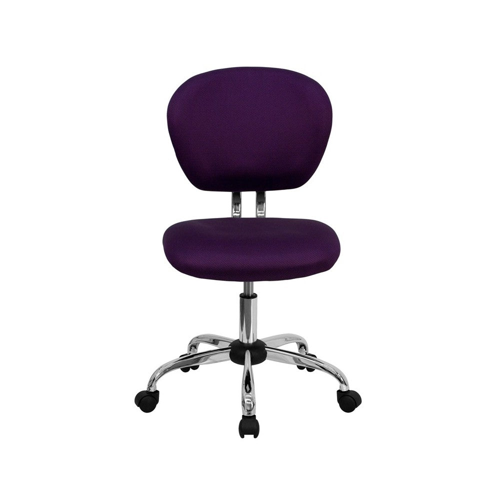 Mid-Back Purple Mesh Padded Swivel Task Office Chair with Chrome Base