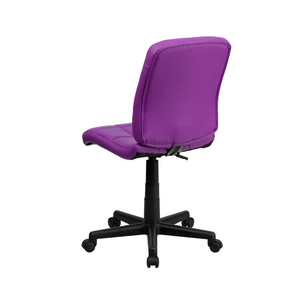 Mid-Back Purple Quilted Vinyl Swivel Task Office Chair