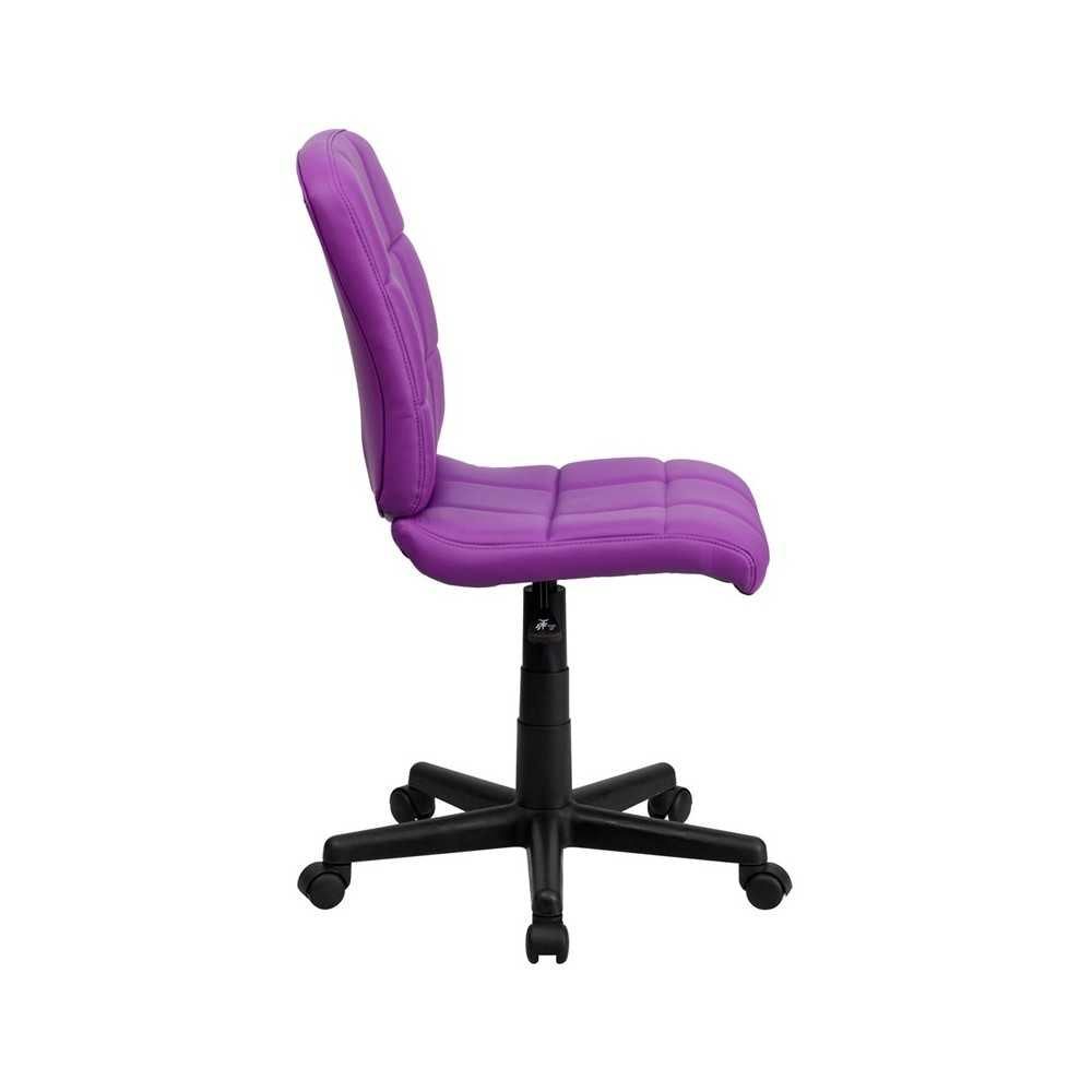 Mid-Back Purple Quilted Vinyl Swivel Task Office Chair