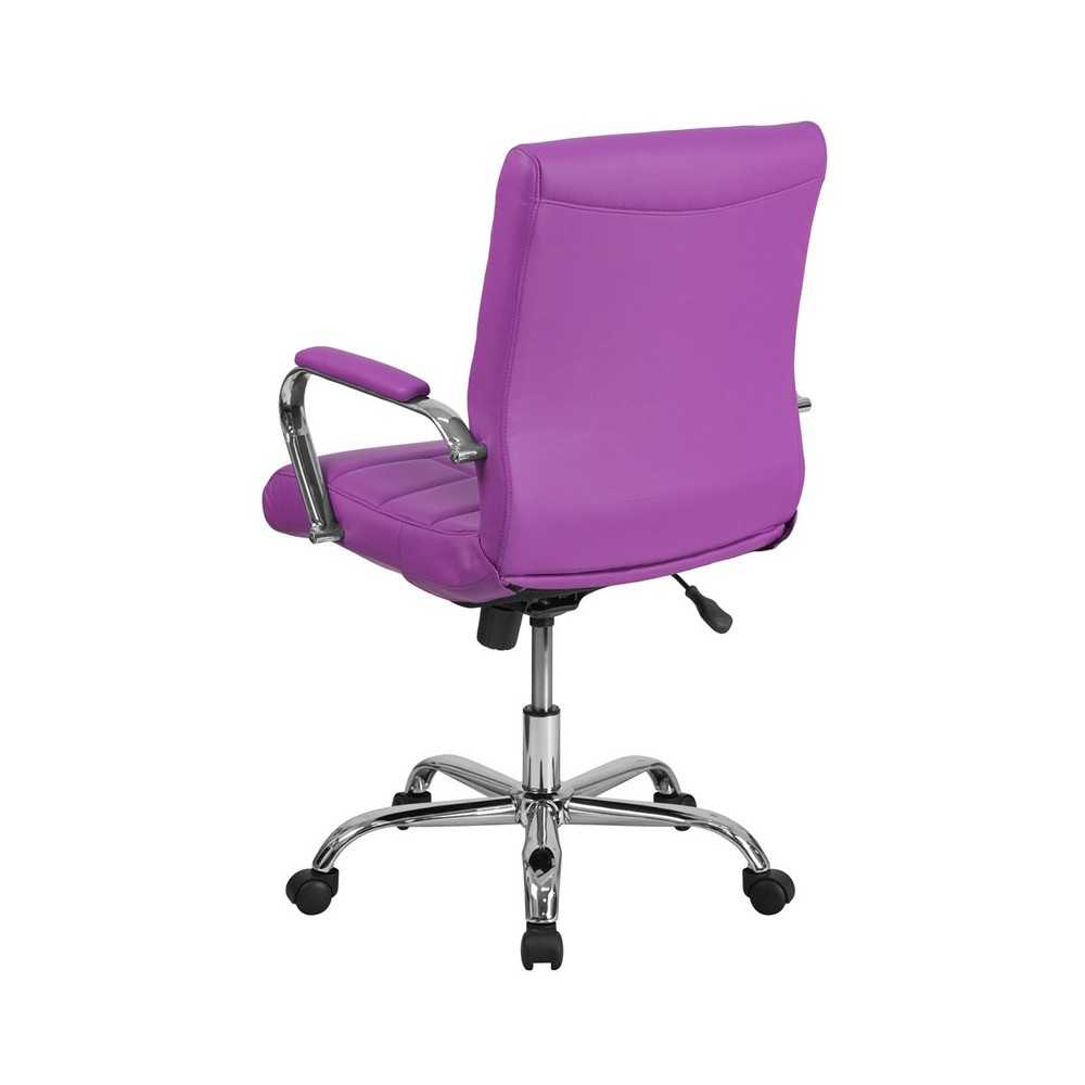 Mid-Back Purple Vinyl Executive Swivel Office Chair with Chrome Base and Arms