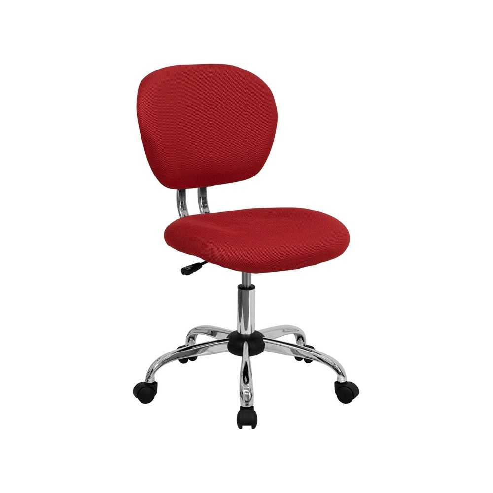 Mid-Back Red Mesh Padded Swivel Task Office Chair with Chrome Base
