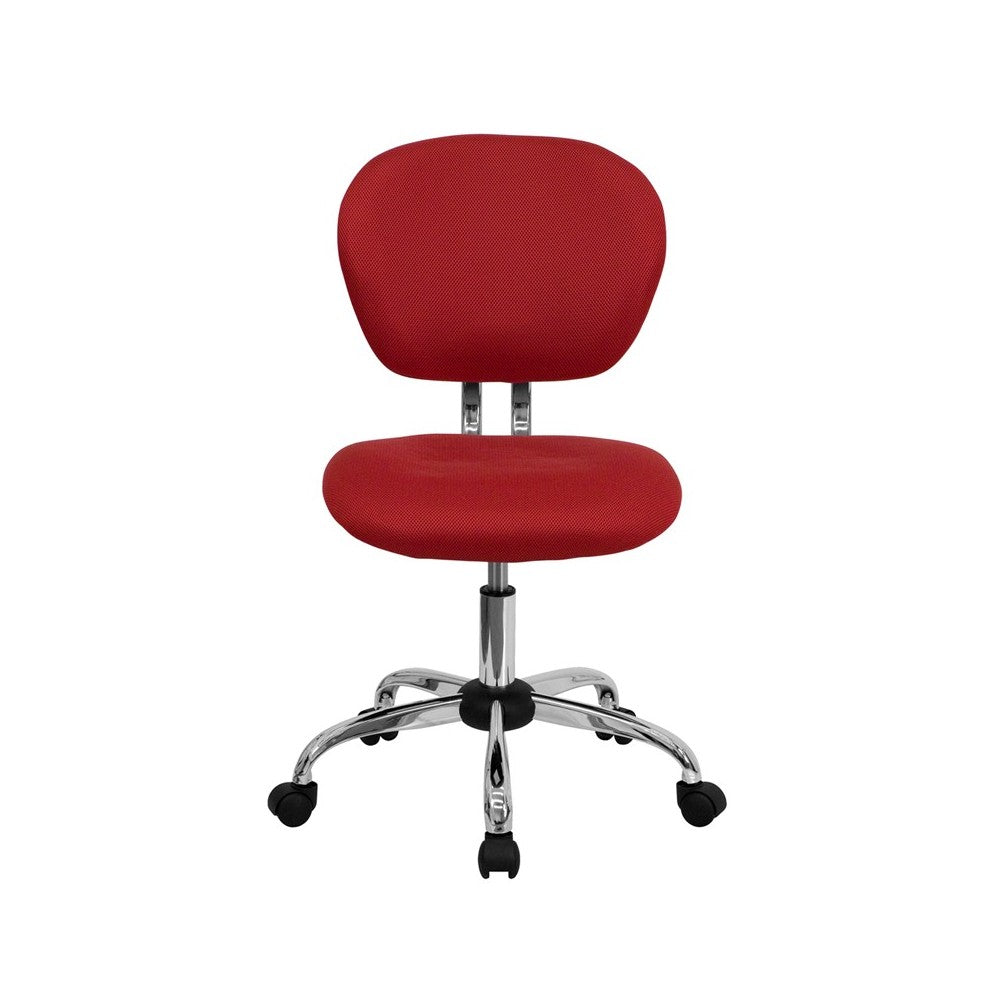 Mid-Back Red Mesh Padded Swivel Task Office Chair with Chrome Base