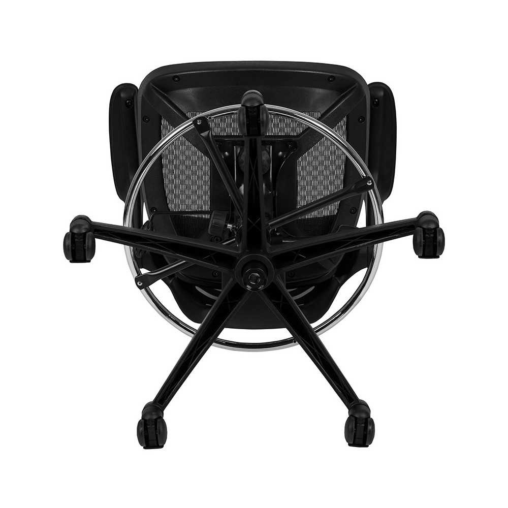 Mid-Back Transparent Black Mesh Drafting Chair with Black Frame and Flip-Up Arms