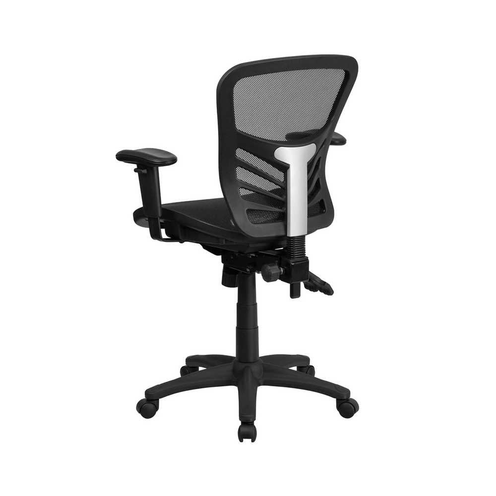 Mid-Back Transparent Black Mesh Multifunction Executive Swivel Ergonomic Office Chair with Adjustable Arms